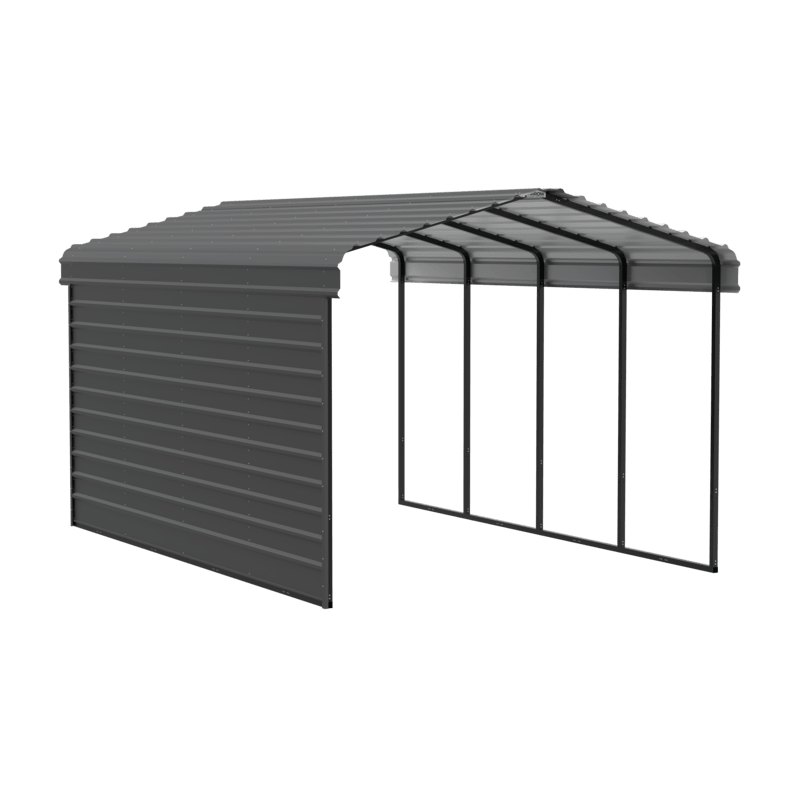 Arrow 1-Sided 12x20x09 Enclosure Galvanized Steel Carport Kit Charcoal (CPHC122009ECL1)