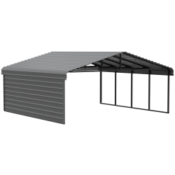 Arrow 1-Sided 20x20x9 Enclosure Galvanized Steel Carport Kit- Charcoal (CPHC202009ECL1)