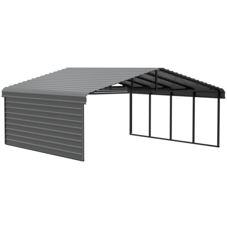 Arrow 1-Sided 20x20x9 Enclosure Galvanized Steel Carport Kit- Charcoal (CPHC202009ECL1) Arrow 1-Sided 20x20x9 Enclosure Galvanized Steel Carport Kit- Charcoal (CPHC202009ECL1)