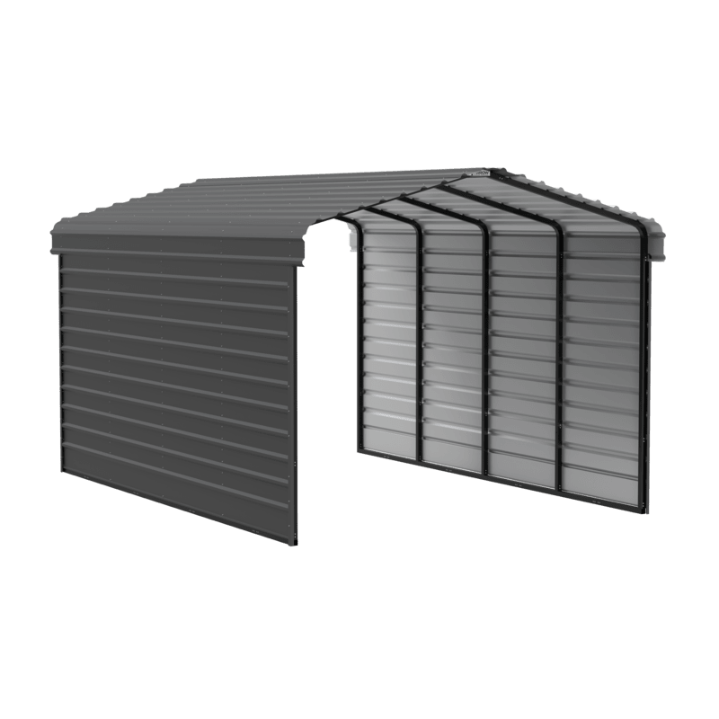 Arrow 2-sided 12x20x09 Enclosure Galvanized Steel Carport Kit Charcoal (CPHC122009ECL2)