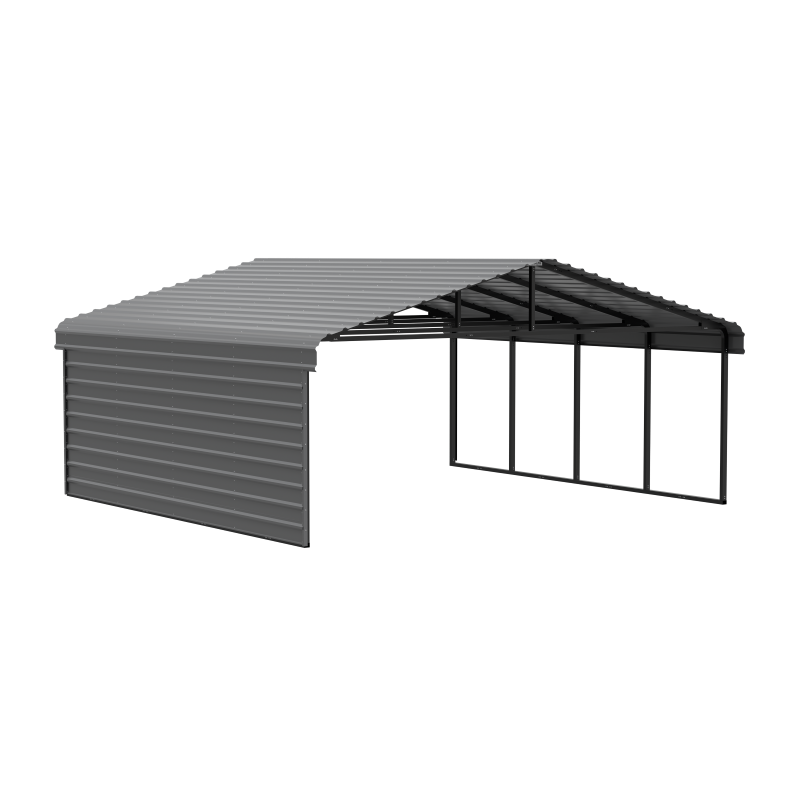 Arrow 2-Sided 20x20x7 Enclosure Galvanized Steel Carport Kit- Charcoal (CPHC202007ECL2)