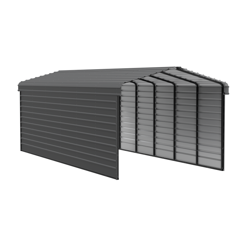Arrow 2-Sided 12x29x9 Enclosure Galvanized Steel Carport Kit- Charcoal (CPHC122909ECL2)