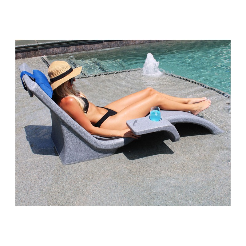 Global Pool Lounger Chairs with Side Table - Gray (GPP-LFS-G)