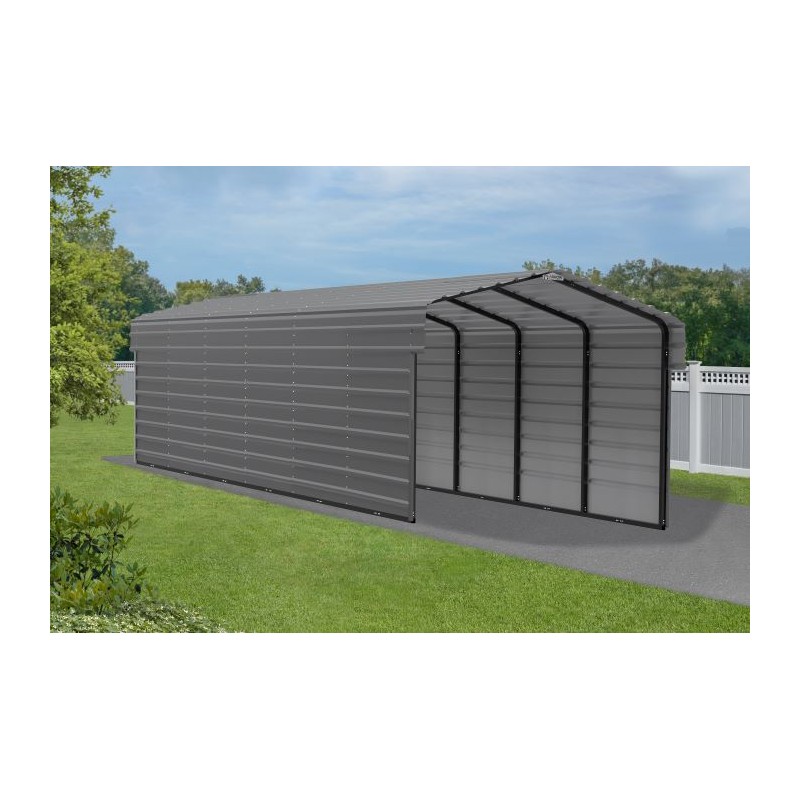 Arrow 2-sided 10x29x7 Enclosure Galvanized Steel Carport Kit - Charcoal (CPHC102907ECL2)