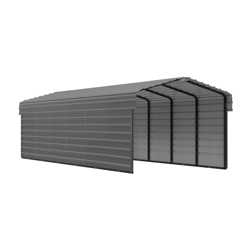 Arrow 2-sided 10x29x07 Enclosure Galvanized Steel Carport Kit - Charcoal (CPHC102907ECL2)