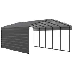 Arrow 1-sided 12x24x7 Enclosure Galvanized Steel Carport Kit - Charcoal (CPHC122407ECL1)
