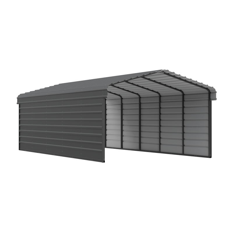 Arrow 2-sided 12x24x7 Enclosure Galvanized Steel Carport Kit - Charcoal (CPHC122407ECL2)