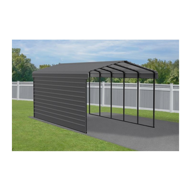 Arrow 1-sided 12x24x9 Enclosure Galvanized Steel Carport Kit - Charcoal (CPHC122409ECL1)