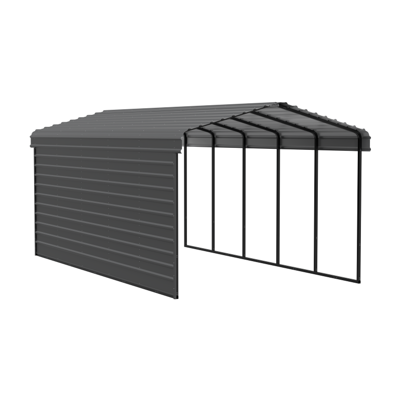 Arrow 1-sided 12x24x9 Enclosure Galvanized Steel Carport Kit - Charcoal (CPHC122409ECL1)