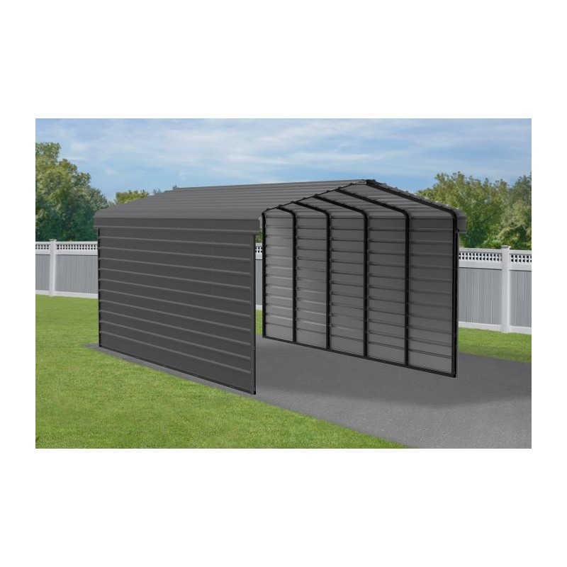 Arrow 2-sided 12x24x9 Enclosure Galvanized Steel Carport Kit - Charcoal (CPHC122409ECL2)