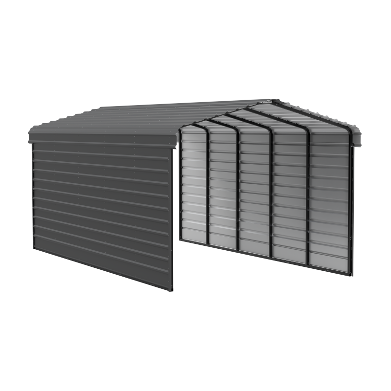 Arrow 2-sided 12x24x9 Enclosure Galvanized Steel Carport Kit - Charcoal (CPHC122409ECL2)