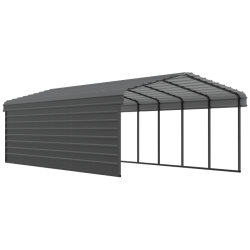 Arrow 1-Sided 12x29x7 Enclosure Galvanized Steel Carport Kit- Charcoal (CPHC122907ECL1)