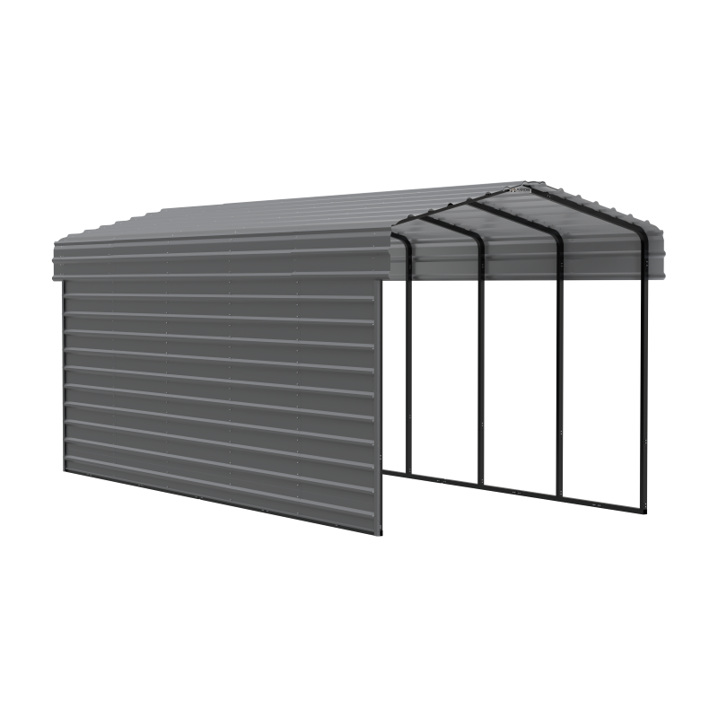 Arrow 1-Sided 10x24x9 Enclosure Galvanized Steel Carport Kit- Charcoal (CPHC102409ECL1)