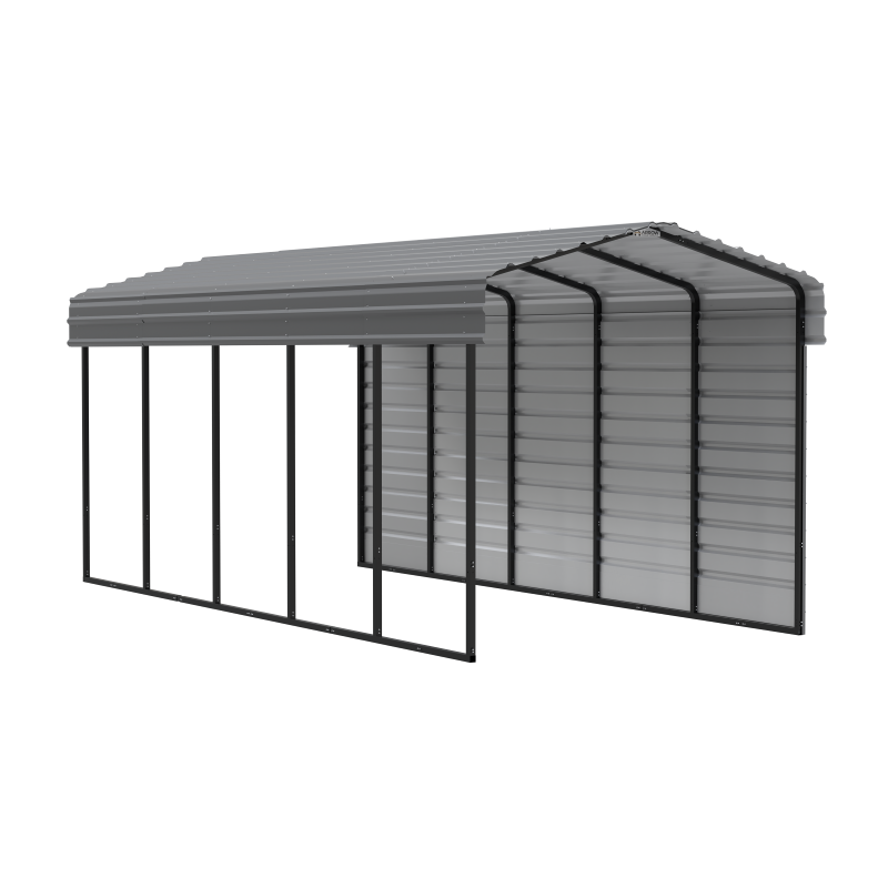 Arrow 1-Sided 10x24x9 Enclosure Galvanized Steel Carport Kit- Charcoal (CPHC102409ECL1)