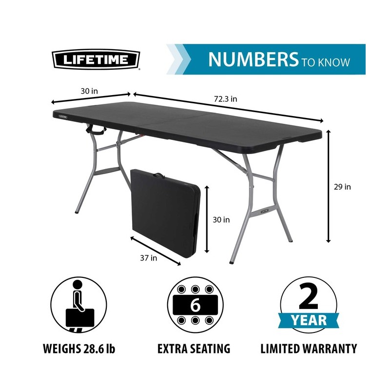 Lifetime Light Commercial 6-Foot Fold-In-Half Table (80788)