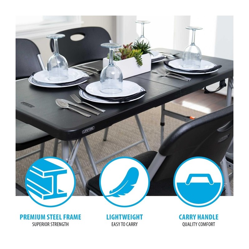 Lifetime Light Commercial 4-Foot Fold-In-Half Adjustable Table (80869)
