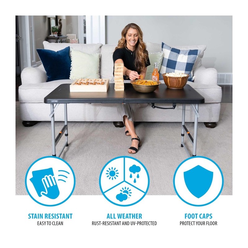 Lifetime Light Commercial 4-Foot Fold-In-Half Adjustable Table (80869)