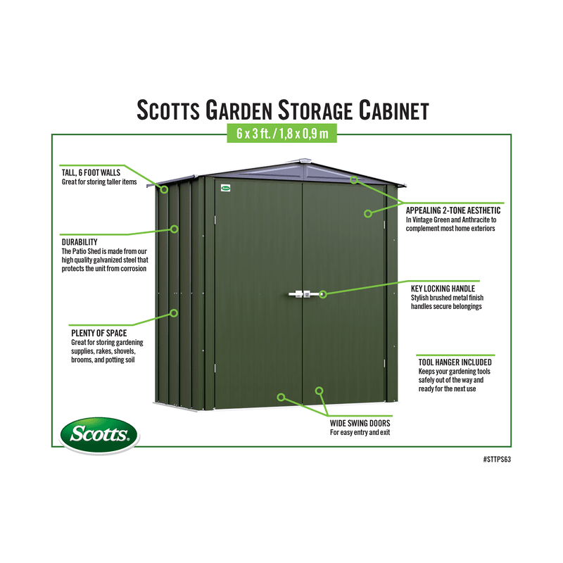 Scotts 6x3 Garden Storage Cabinet Green (STTPS63)