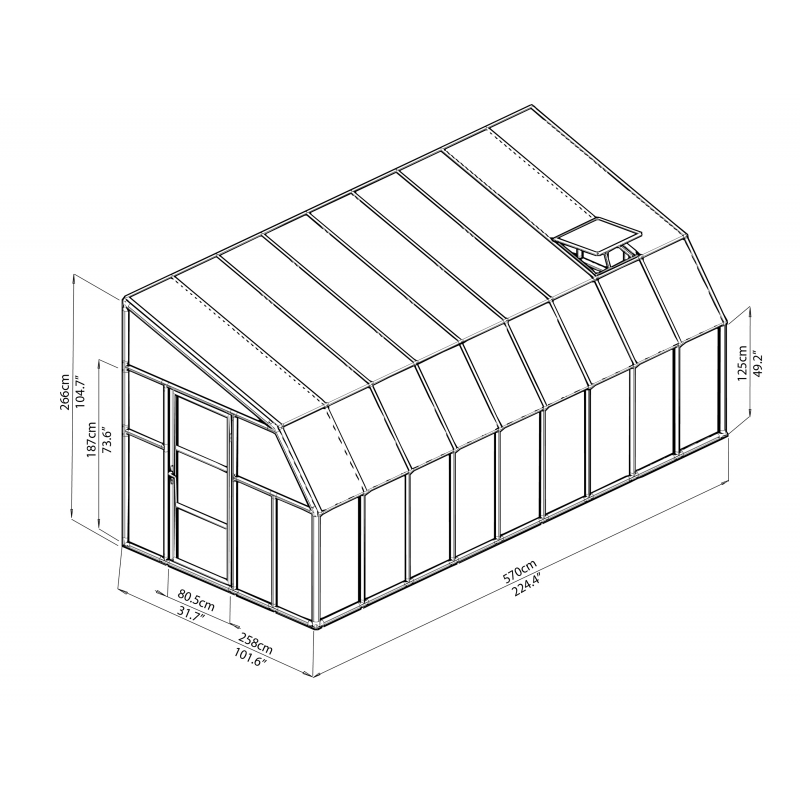 Rion  8x18 Sun Room 2 Greenhouse Kit - White (HG7618)