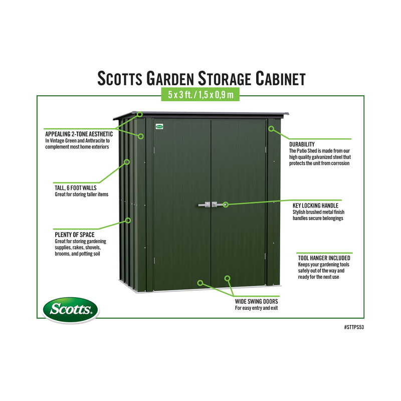 Scotts 5x3 Garden Storage Cabinet Green (STTPS53)