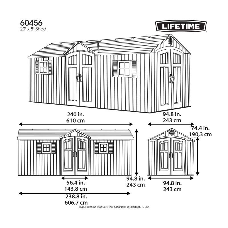 Lifetime 20 x 8 Dual Entry with Carriage Doors -Gray (60456)