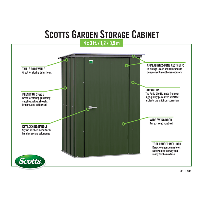 Scotts 4x3 Garden Storage Cabinet-Green (STTPS43)
