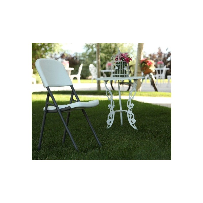 Lifetime 4-Pack Light Commercial Loop Leg Contoured Folding Chairs - White (80155)
