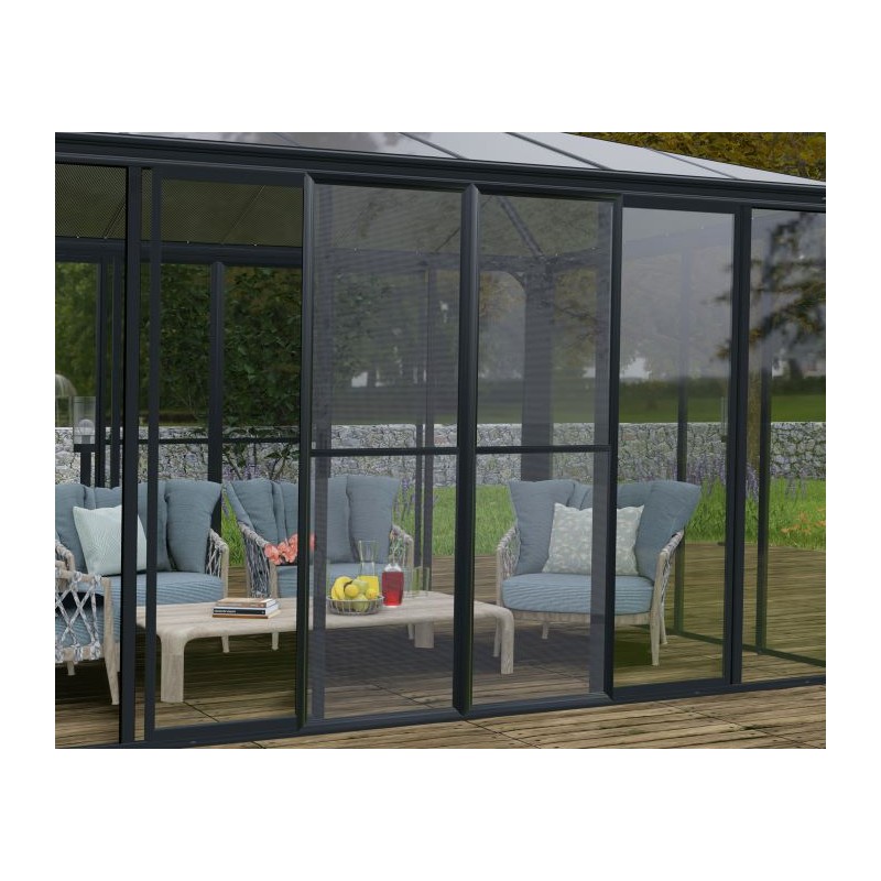 Palram-Canopia SanRemo 13x14 Patio Enclosure w/ Screen Doors-Gray/Clear