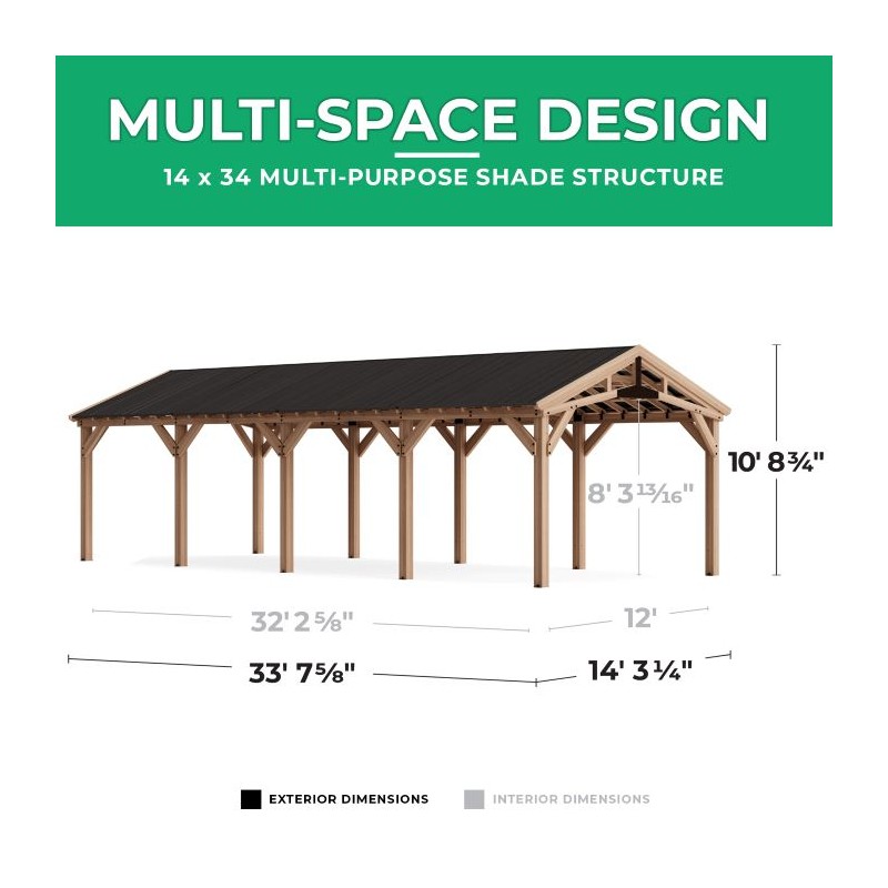 Yardistry 14x34 Multi-Purpose Shade Structure Kit (YM12871COM)