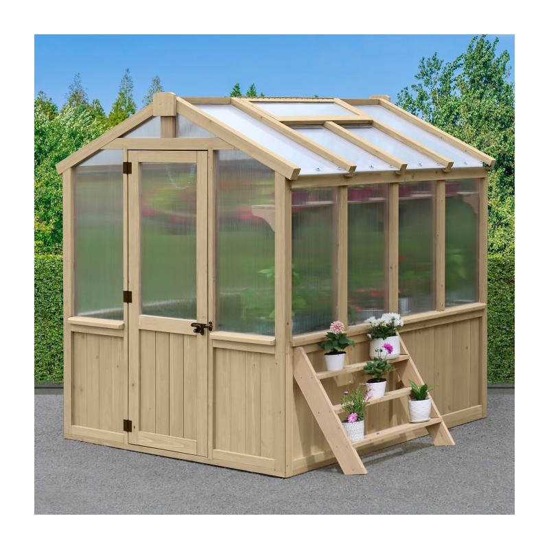 Yardistry Meridian Greenhouse 3 Tier Wooden Plant Stand Kit (YM11815COM)