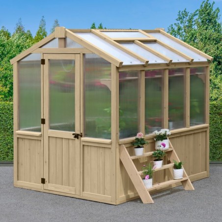 Yardistry Meridian Greenhouse 3 Tier Wooden Plant Stand Kit (YM11815COM)