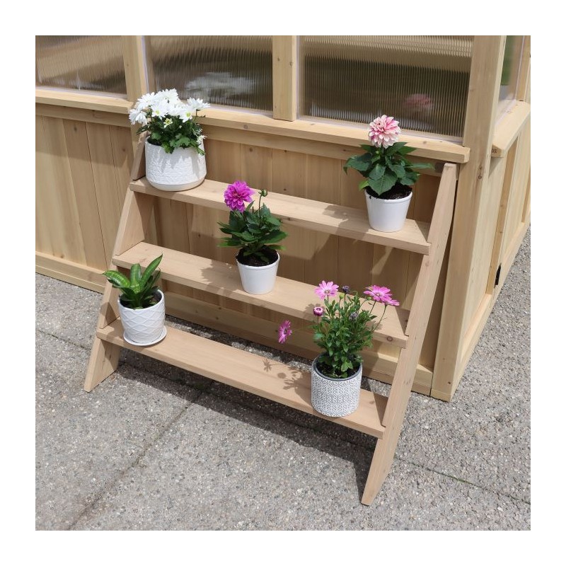 Yardistry Meridian Greenhouse 3 Tier Wooden Plant Stand Kit (YM11815)