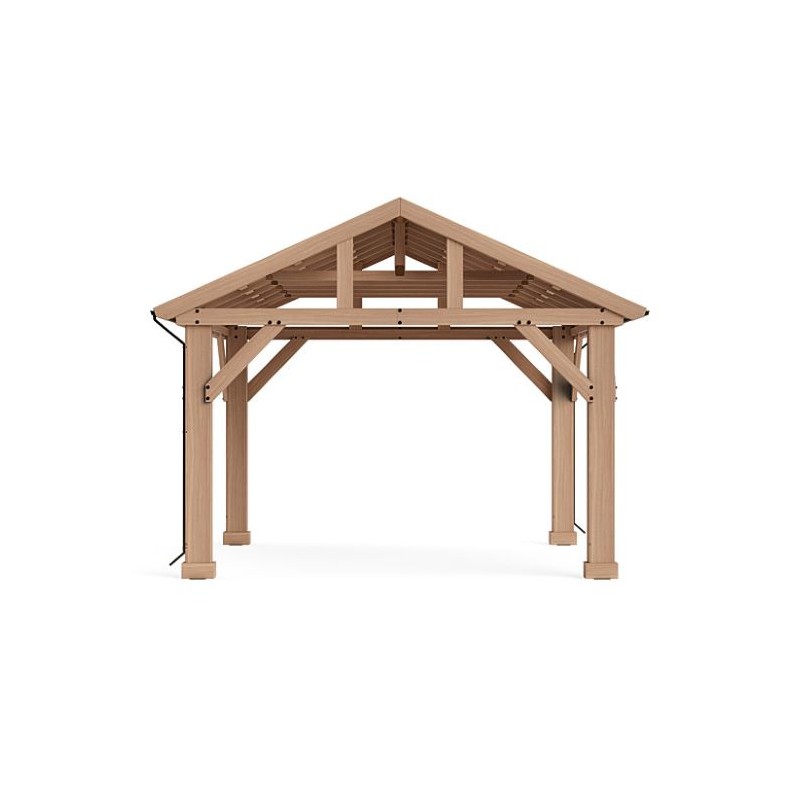 Yardistry 14 x 12 Wood Pavilion Kit with Aluminum Roof (YM12949COM)