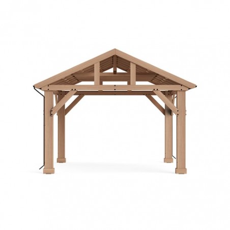 Yardistry 14 x 12 Wood Pavilion Kit with Aluminum Roof (YM12949COM)