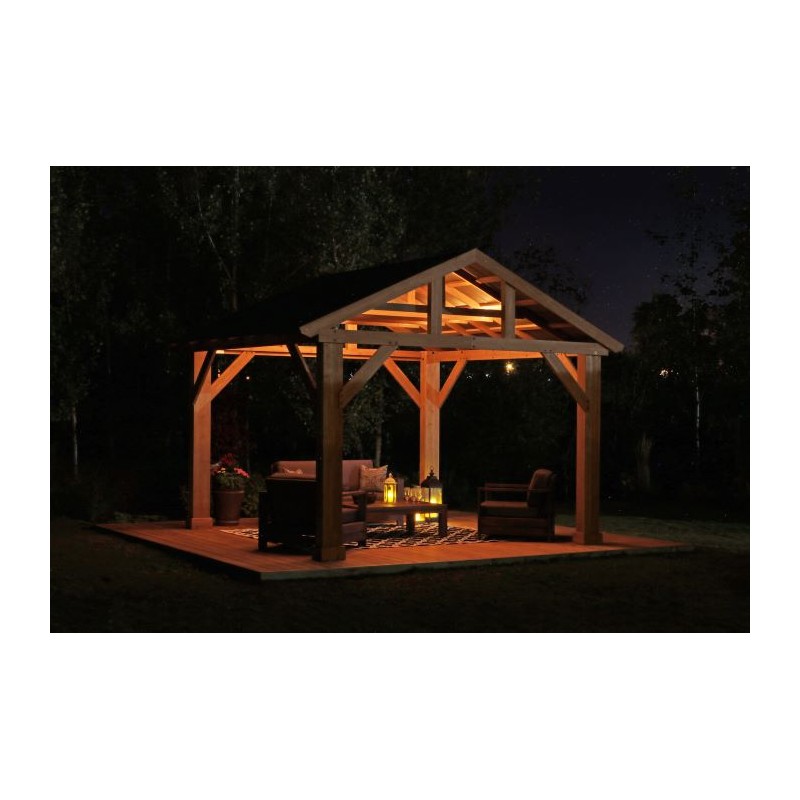 Yardistry 14 x 12 Wood Pavilion Kit with Aluminum Roof (YM12949COM)