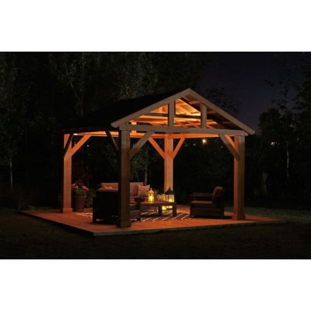 Yardistry 14 x 12 Wood Pavilion Kit with Aluminum Roof (YM12949COM)