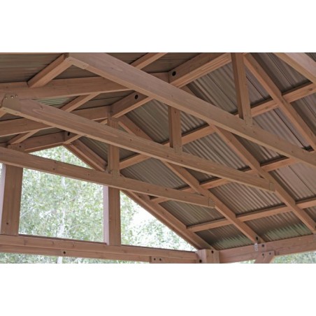 Yardistry 14 x 12 Wood Pavilion Kit with Aluminum Roof (YM12949COM)