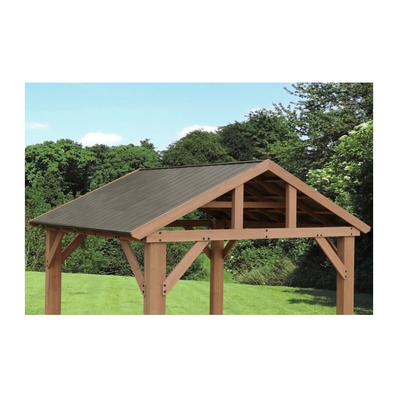 Yardistry 14 x 12 Wood Pavilion Kit with Aluminum Roof (YM12949COM)