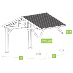 Yardistry 14 x 12 Wood Pavilion Kit with Aluminum Roof (YM12949COM)