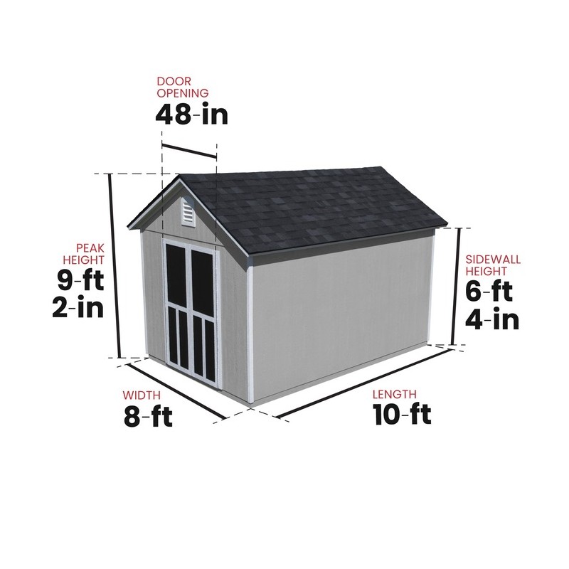 Handy Home Meridian 8x10 Wood Storage Shed Kit  (19347-7)