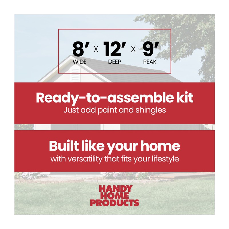 Handy Home Meridian 8x12 Wood Storage Shed Kit w/ Floor (19350-7)
