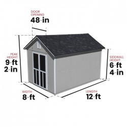 Handy Home Meridian 8x12 Wood Storage Shed Kit w/ Floor (19350-7)