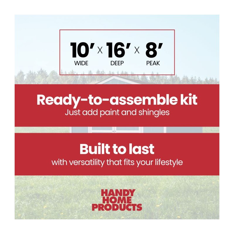 Handy Home Cumberland 10x16 Wood Shed Kit w/ Floor (18286-0)