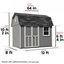 Handy Home Briarwood 12×8 Wood Storage Shed Kit (19353-8)