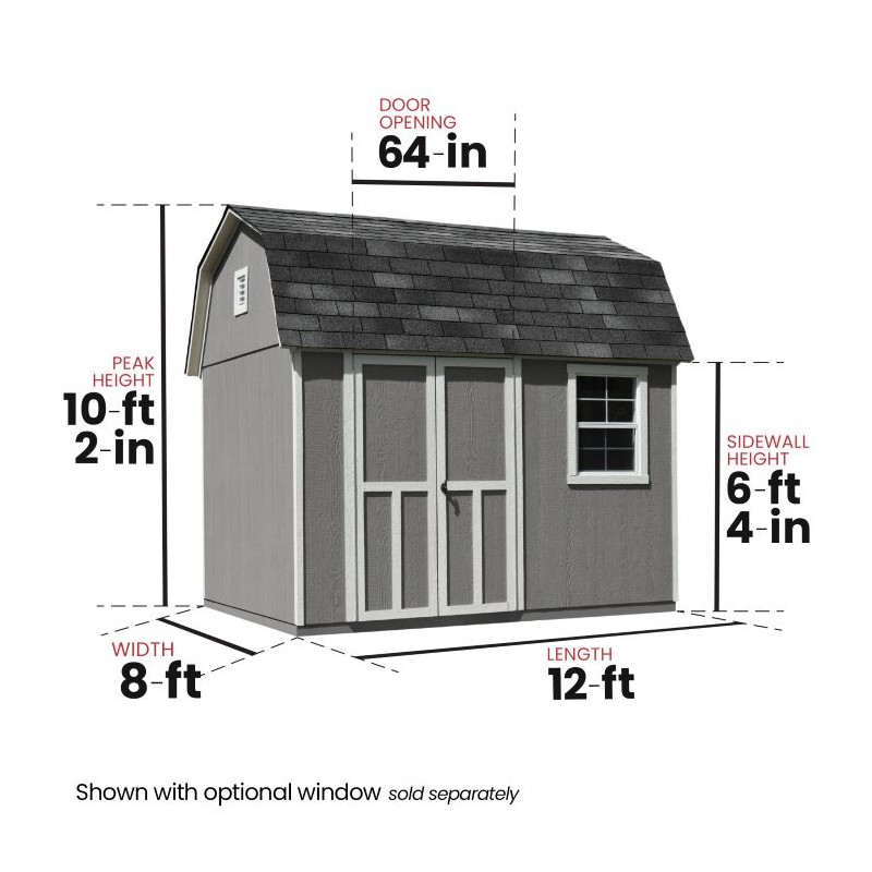 Handy Home Briarwood 12×8 Wood Storage Shed Kit (19353-8)