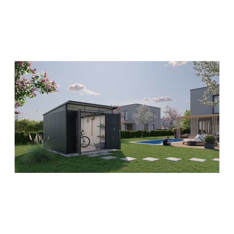 Biohort AvantGarde Double Door 12x9 Metal Shed with Floor Kit - Dark Gray (BIO1123)