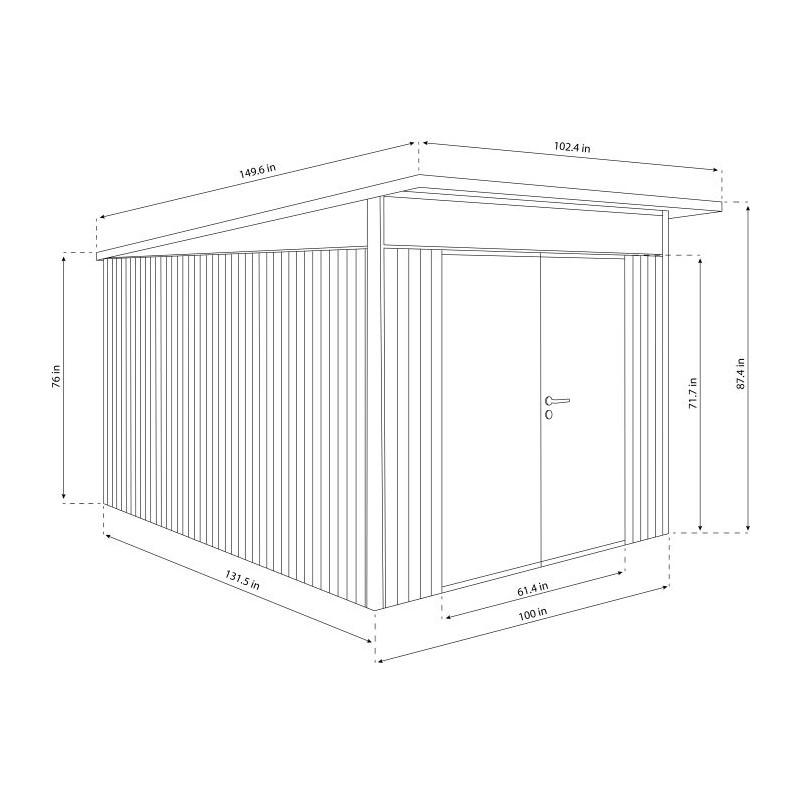 Biohort AvantGarde Double Door 12x9 Metal Shed with Floor Kit - Dark Gray (BIO1123)