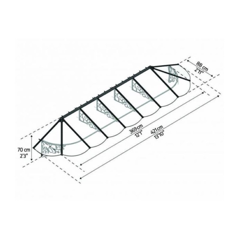 Palram - Canopia Lily 4178 14' x 3' Awning - Black/Clear (HG9597)