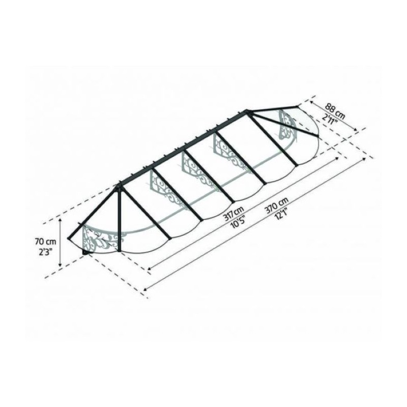 Palram - Canopia Lily 3666 12x3 Awning - Black/Clear (HG9596)