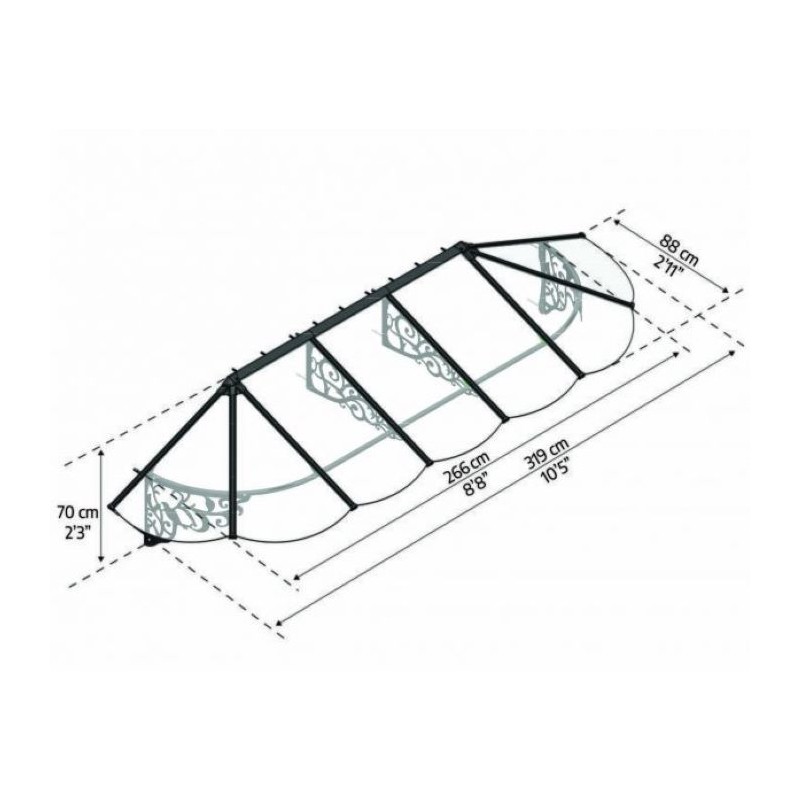 Palram - Canopia Lily 3154 11x3 Awning - Black/Clear (HG9595)
